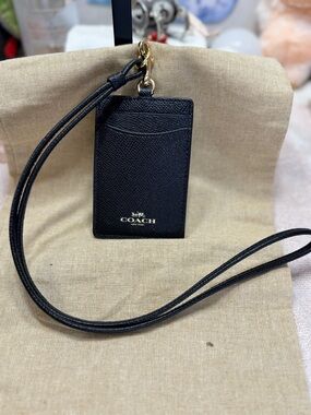 Coach Crossgrain Leather ID Lanyard Badge Holder
